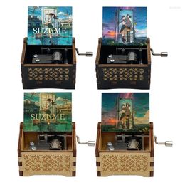 Decorative Figurines Anime Suzume Colour Printing Hand-operated Type Wooden Music Box Year's Gift For Friends Lovers Home Decoration