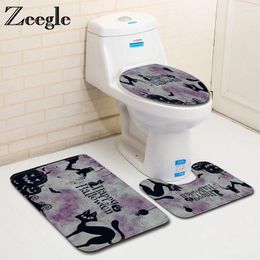 Bath Mats Zeegle Halloween Decor Bathroom Rugs Non-slip Mat For Toilet 3pcs Carpet Set Seat Cover Shower