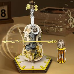 Decorative Figurines 3D Cello Puzzles Wooden Model Kit With Base Creative DIY Music Box Building For Kids Adults Office Home