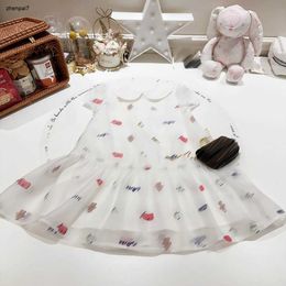 Top girl dress Cute pattern print child skirt Size 90-160 designer baby dresses White lapel kids frock Jan20