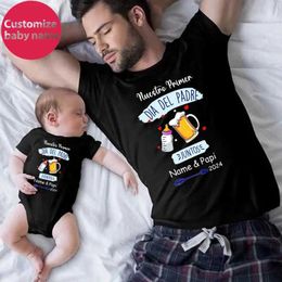 Family Matching Outfits New Custom Name Fathers Day Family Matching Outfits Daddy T-shirts Baby Bodysuits Family Clothes Personzed Fathers Day Gift T240513