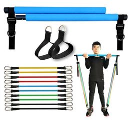 150LB Adjustable Pilates Bar Set with 5 Resistance Bands Portable Gym Stick for Full Body Workout Crossfit Yoga Home Ftiness5878887