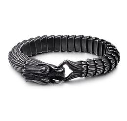 Chinese Dragon Scales Link Chain Bracelets Retro Ancient Silver Stainless Steel Men Bangle8240288