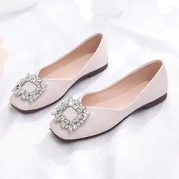 Casual Shoes Female's Colourful Diamond Flats Silk Pointed Toe Party Bride FootwearRhinestone Patent Leather Peas Ladies