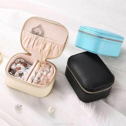 Jewelry Pouches Simple Box Faux PU Leather Earrings Necklace Bracelet Storage European Style Portable Travel Jewellery Oct Drop
