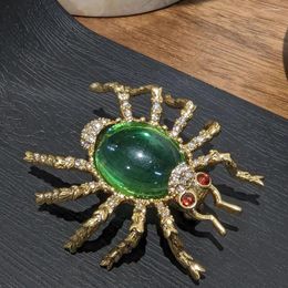 Brooches Amorita Boutique Green Coloured Glaze Spider Brooch Insect Animal
