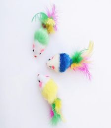 Colourful Feather Grit Small Mouse Cat Toy For Cat Feather Funny Playing Pet dog Cat Small Animals feather Toys Kitten5364316