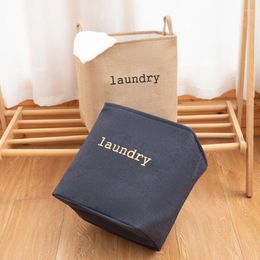 Laundry Bags RECTANGLE HAMPER NATURAL JUTE LETTERS PRINTING WITH EAR HANDLES STORAGE BASKETS BIG CAPACITY FOLDING WASHABLE ORGANIZERS