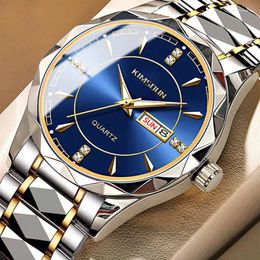 Wristwatches A MEN'S Blue High-end Hollowed Out Sunday Calendar Business Style Fashionable Casual Quartz Watch