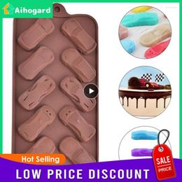 Baking Moulds Silicone Racing Mould 10 Even Ice Tray Candy Maker Sugar Non-stick Chocolate Mould Cake Decorating Tools Brown