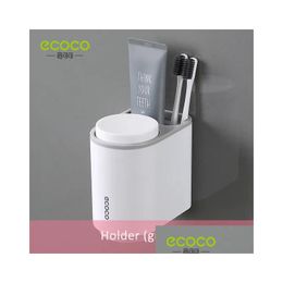 Toothbrush Holders Ecoco Bathroom Cup Holder Set With Tootaste Dispenser Organiser Storage Rack Drop Delivery Home Garden Bath Access Dhyb7