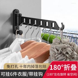 Kitchen Storage Non-perforated Drying Rack Invisible Clothes Artefact Folding Rod Wall-mounted Balcony Indoor Toilet