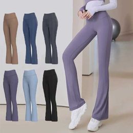 Active Pants Flare Leggings Yoga Pants Womens High Waist Breathable Wide Leg Pants Gym Sports Ultra Thin Flared TightsL2405