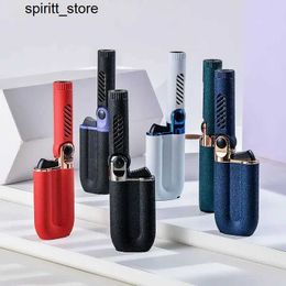 Lighters Hot new turbo igniter butane gas inflation direct injection blue flame metal lamp outdoor barbecue cigar lamp mens gift S24513