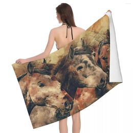 Towel Horses Artistic Watercolor Painting Decorative 80x130cm Bath Microfibre Fabrics For Bathroom Wedding Gift