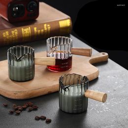 Wine Glasses Wooden Handle Small Milk Cup Coffee Italian Glass Measuring Vertical Pattern