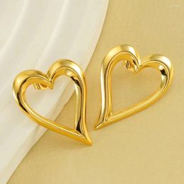 Hoop Earrings JewelryTop 18K Gold Colour Charms Heart Stud Love For Woman Lady Girl Wedding Party Gift