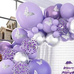 Party Decoration 1 Set Balloon DIY Tear-resistant Increase Atmosphere Butterfly Purple Balloons Garland Scene Layout