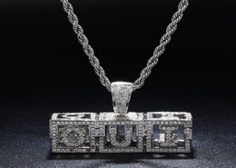 AZ 09 Custom Name Square Cube Hollow Letters Pendant Necklace Chain Gold Silver Cubic Zircon Men Women HipHop Jewelry4611156