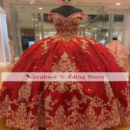 Charro Vestido De 15 A os Red Quinceanera Dresses Lace Applique Sequin Mexican Sweet 16 Birthday Prom Gowns Real Images 247B