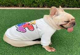 Fashion Pet Dog Casual T Shirts Cute Cartoon Printed Dog Cat T Shirts Teddy Bulldog Schnauzer Outdoor Apparel2156492