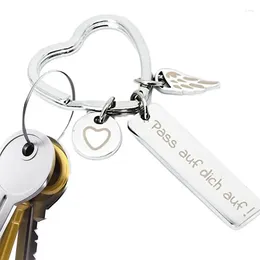 Party Favor Heart Keychain Pass Auf Dich Engraved For Car Key Stainless Steel Ring Birthday Gift Metal Her