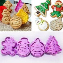 Baking Moulds 4Pcs/set Kitchen Cookie Biscuit Fondant Mold Silicone Cutter Mould For Christmas