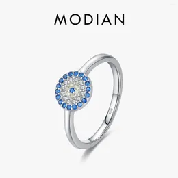 Cluster Rings MODIAN 925 Sterling Silver Lucky Round Blue Eyes Ring For Party Fine Jewellery Accessories Fashion Women Birthday Gifts