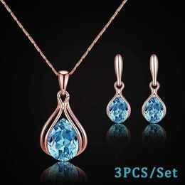 Earrings Necklace Delysia King 3-piece/set Fashion Womens Blue and Green Pendant Necklace Earring Set XW