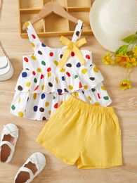 Clothing Sets Girls Casual Cute Halter Set Little Girl Fashion Polka Dot Backless 2024 Summer Children Boutique Wholesale