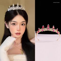 Hair Clips Elegant Colourful Crystal Tiara Crown Women Girls Party Wedding Princess Rhinestone Bridal Jewellery