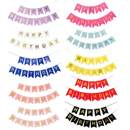 Party Decoration Happy Birthday Banner Family Friends Theme Cake Table Pull Flag Boy Girl Supplies
