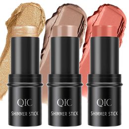 QIC Qini color high light face repair brightening shadow stick 3D face base cream Lying silkworm pen powder blusher stick makeup