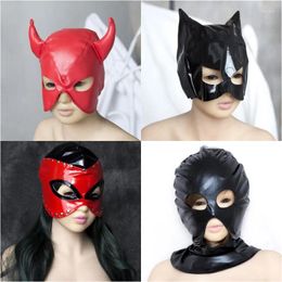 Party Supplies Exotic Sexy Accessories Of Leather Fetish Eye Mask Hood For Women Cosplay Flirting Costumes Hat Tactical Face Games