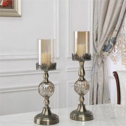 Candle Holders Luxury Pillar Modern Romantic Glass Metal Nordic Style Wedding Dinning Table Bougeoir Home Decor 6