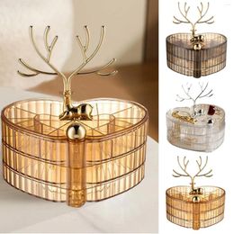 Storage Bottles Luxury Exquisite High-End Jewellery Organiser Small 4-Tier Spinning Tray With Lid For Rings Earrings Bracelets