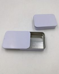 White Sliding Tin Box Mint Packing Box Food Container Boxes Small Metal Case Size 80x50x15mm3010434