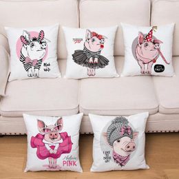 Pillow Modern Home Decor Cover Cute Cartoon Pig Print S Covers Super Soft Short Plush Pillowcase Throw Pillows Cases