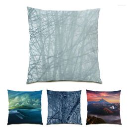 Pillow Polyester Linen Bedroom Decoration Velvet Sofa Decorative Case Nature Landscape Beautiful Painting Covers E0989