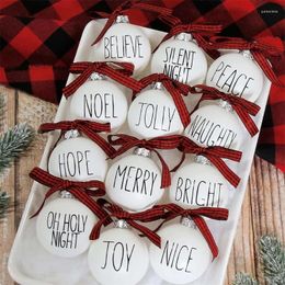 Party Decoration Christmas Ornaments Set Of 12 Shatterproof Bulbs With Bowknot White Holiday Balls Farmhouse Tree