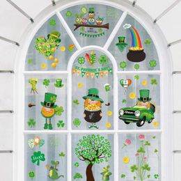 Wall Stickers Cartoon Wallpaper Set Of St. Patrick's Day Window Decor Pegatinas De Pared Living Room Decoration Adesivos