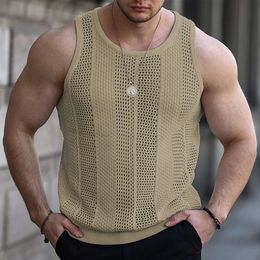 Summer New Hollow Shirt Men's Sleeveless Slim Fit Knitted Tank Top M514 32