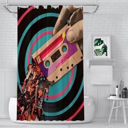 Shower Curtains Guitars Recorded Music Cassette Old School Waterproof Fabric Creative Bathroom Decor With Hooks Home Accessories