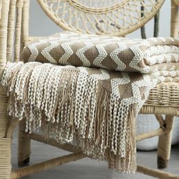 Blankets Knitted Blanket Boho Style With Tassels Nordic Decorative For Sofa Bed Covers Stitch Throw Plaids Bedspread