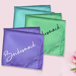 Party Supplies Personalized Wedding Silk Satin Handkerchief Groomsmen Small Shawls Napkins Banquet Decoration Custom Wraps