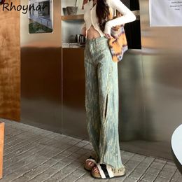 Women's Jeans Women High Waist Vintage Korean Style Hole Washed Fur-lined Slim Fit Fashion Chic Streetwear All-match Unique Straight