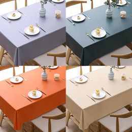 Table Cloth 2024 Solid Colour Tablecloth Waterproof Oil Resistant Scald And Wash Free Fabric Tea PVC Rectangular