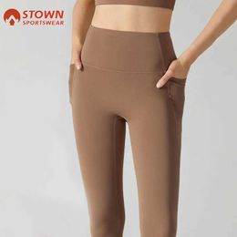 Active Pants Stown Sportswear wool yoga leggings with side pockets high elasticity 2022 winter gym legs sports womens fitness push upsL2405