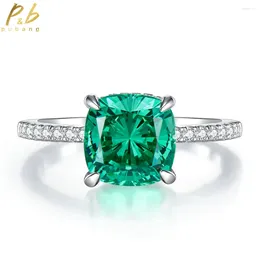 Cluster Rings PuBang Fine Jewellery Solid 925 Sterling Silver Paraiba Green Created Moissanite Classic Diamond Ring For Women Gift Drop