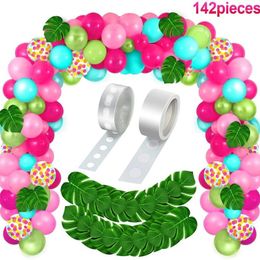 Party Decoration Rose Red Balloons Garland Arch Kit Tropical Theme Hawaiian Baby Shower Wedding Birthday Decor Supplies